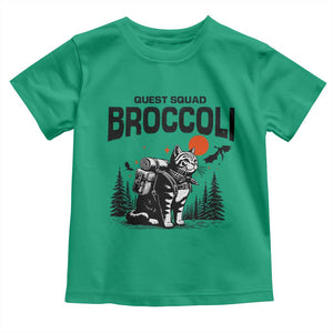 Quest Squad Broccoli Cat Toddler T Shirt Funny Hiking Adventure Cute Camping Feline TS02 Irish Green Print Your Wear