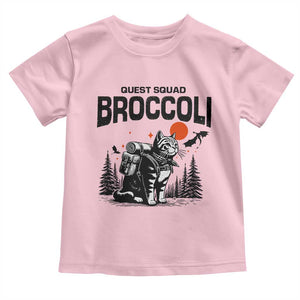 Quest Squad Broccoli Cat Toddler T Shirt Funny Hiking Adventure Cute Camping Feline TS02 Light Pink Print Your Wear
