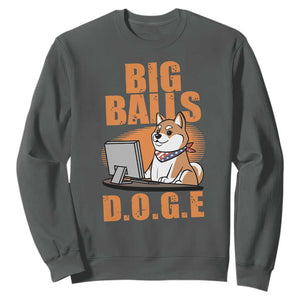 Funny Big Balls D.O.G.E Sweatshirt DOGE Shiba TS02 Dark Heather Print Your Wear