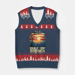 Gulf Of USA V-Neck Knit Sweater Vest Est 2025 American Flag Retro TS02 Navy Red Print Your Wear