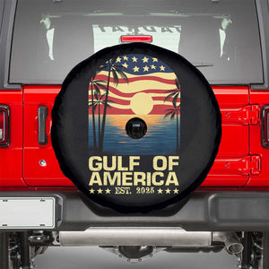 Gulf Of USA Spare Tire Cover Est 2025 American Flag Retro TS02 Black Print Your Wear