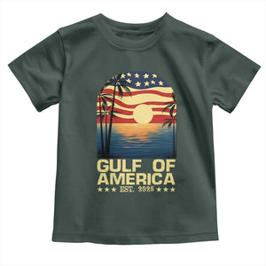 Gulf Of USA Toddler T Shirt Est 2025 American Flag Retro TS02 Dark Forest Green Print Your Wear