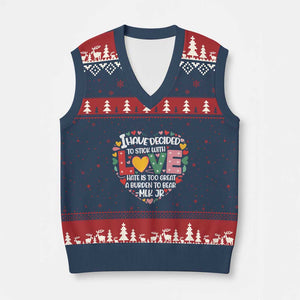 I Have Decided To Stick With Love V-Neck Knit Sweater Vest MLK Black History Month TS02 Navy Red Print Your Wear