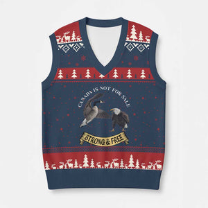 Elbows Up V-Neck Knit Sweater Vest Canada Is Not For Sale Goose Vs Eagle TS02 Navy Red Print Your Wear