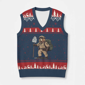 Foxtrot Delta Tango Resist Bear V-Neck Knit Sweater Vest TS02 Navy Red Print Your Wear