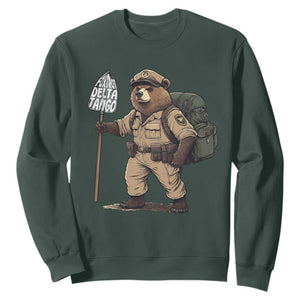 Foxtrot Delta Tango Resist Bear Sweatshirt TS02 Dark Forest Green Print Your Wear