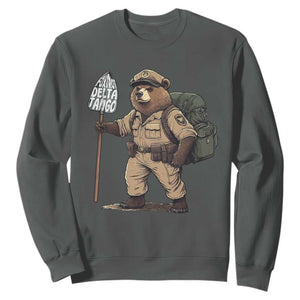 Foxtrot Delta Tango Resist Bear Sweatshirt TS02 Dark Heather Print Your Wear