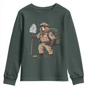 Foxtrot Delta Tango Resist Bear Youth Sweatshirt TS02 Dark Forest Green Print Your Wear