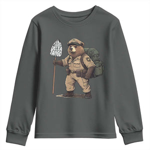 Foxtrot Delta Tango Resist Bear Youth Sweatshirt TS02 Dark Heather Print Your Wear