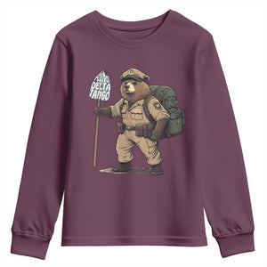 Foxtrot Delta Tango Resist Bear Youth Sweatshirt TS02 Maroon Print Your Wear