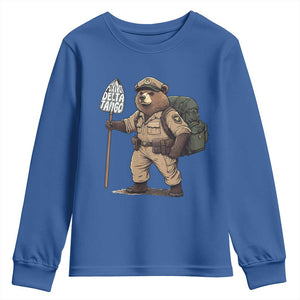 Foxtrot Delta Tango Resist Bear Youth Sweatshirt TS02 Royal Blue Print Your Wear