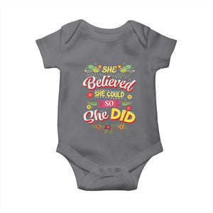 She Believed She Could So She Did Baby Onesie TS02 Charcoal Print Your Wear