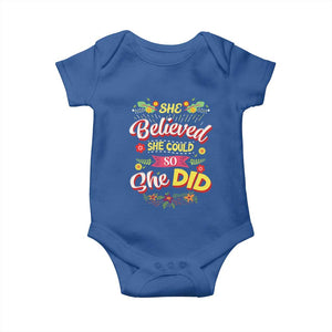 She Believed She Could So She Did Baby Onesie TS02 Royal Blue Print Your Wear