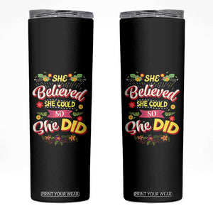 She Believed She Could So She Did Skinny Tumbler TS02 Black Print Your Wear