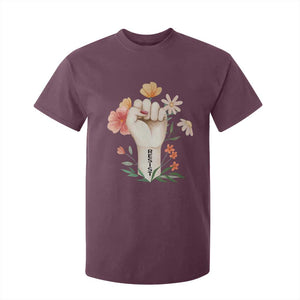 Empowered Women T Shirt For Kid Resist Raised Fist Retro Boho TS02 Maroon Print Your Wear