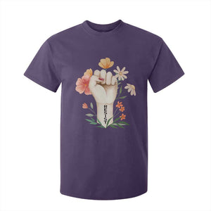 Empowered Women T Shirt For Kid Resist Raised Fist Retro Boho TS02 Purple Print Your Wear