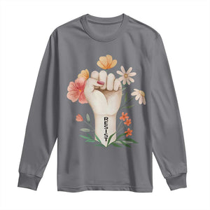 Empowered Women Long Sleeve Shirt Resist Raised Fist Retro Boho TS02 Charcoal Print Your Wear