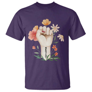 Empowered Women T Shirt Resist Raised Fist Retro Boho TS02 Purple Print Your Wear