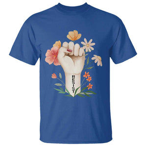 Empowered Women T Shirt Resist Raised Fist Retro Boho TS02 Royal Blue Print Your Wear