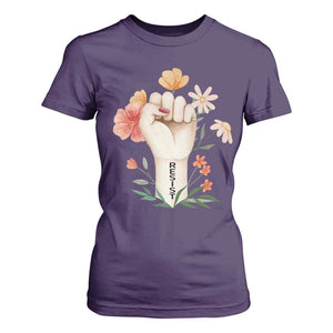 Empowered Women T Shirt For Women Resist Raised Fist Retro Boho TS02 Purple Print Your Wear