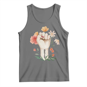 Empowered Women Tank Top Resist Raised Fist Retro Boho TS02 Black Heather Print Your Wear