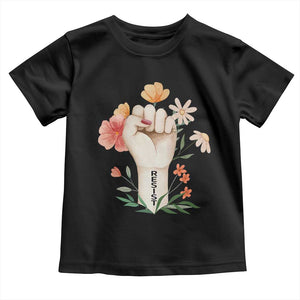 Empowered Women Toddler T Shirt Resist Raised Fist Retro Boho TS02 Black Print Your Wear