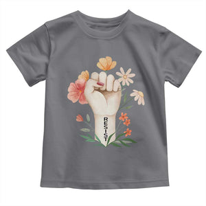 Empowered Women Toddler T Shirt Resist Raised Fist Retro Boho TS02 Charcoal Print Your Wear