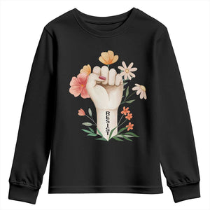 Empowered Women Youth Sweatshirt Resist Raised Fist Retro Boho TS02 Black Print Your Wear
