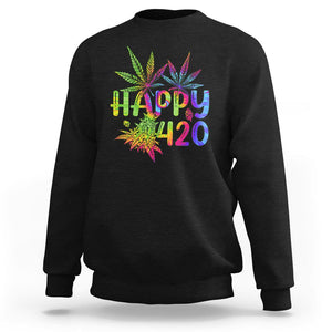 Happy 420 Sweatshirt Happy 420 Day Cannabis Weed Marijuana Leaf Lovers Men Women TS02 Black Printyourwear