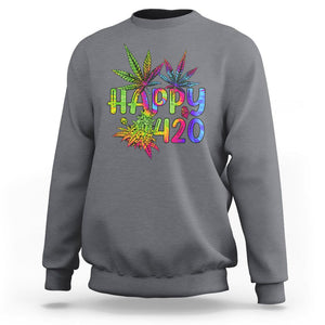 Happy 420 Sweatshirt Happy 420 Day Cannabis Weed Marijuana Leaf Lovers Men Women TS02 Charcoal Printyourwear