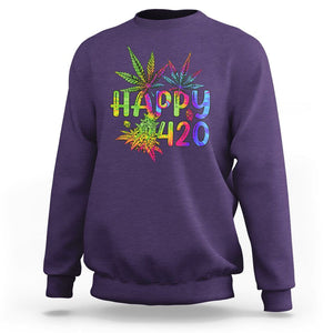 Happy 420 Sweatshirt Happy 420 Day Cannabis Weed Marijuana Leaf Lovers Men Women TS02 Purple Printyourwear