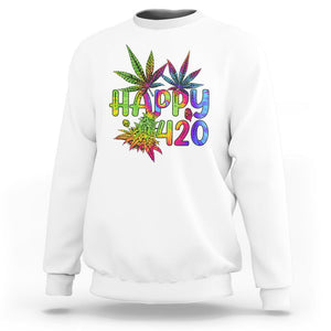 Happy 420 Sweatshirt Happy 420 Day Cannabis Weed Marijuana Leaf Lovers Men Women TS02 White Printyourwear
