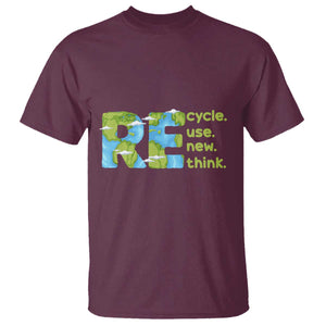 Earth Day T Shirt Recycle Reuse Renew Rethink Outfit For Earth Day 2023 TS02 Maroon Printyourwear