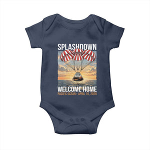 2026 Lunar Mission Splashdown Welcome Home Baby Onesie Pacific Ocean April 10 Vintage Capsule Recovery Graphic TS02 Navy Print Your Wear