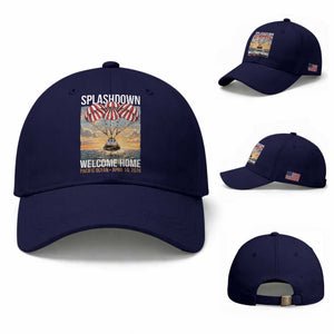 2026 Lunar Mission Splashdown Welcome Home Baseball Cap Pacific Ocean April 10 Vintage Capsule Recovery Graphic TS02 Baseball Cap Universal Fit Dark Blue Print Your Wear