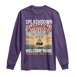 2026 Lunar Mission Splashdown Welcome Home Long Sleeve Shirt Pacific Ocean April 10 Vintage Capsule Recovery Graphic TS02 Purple Print Your Wear