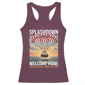 2026 Lunar Mission Splashdown Welcome Home Racerback Tank Top Pacific Ocean April 10 Vintage Capsule Recovery Graphic TS02 Maroon Print Your Wear