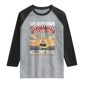 2026 Lunar Mission Splashdown Welcome Home Raglan Shirt Pacific Ocean April 10 Vintage Capsule Recovery Graphic TS02 Heather Gray Black Print Your Wear
