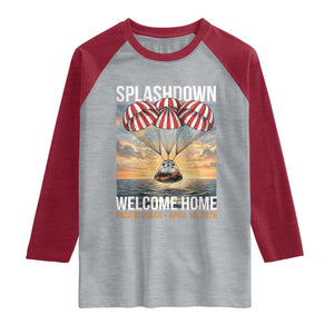 2026 Lunar Mission Splashdown Welcome Home Raglan Shirt Pacific Ocean April 10 Vintage Capsule Recovery Graphic TS02 Heather Gray Heather Red Print Your Wear