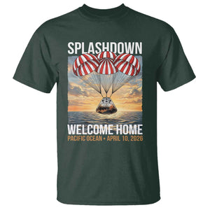 2026 Lunar Mission Splashdown Welcome Home T Shirt Pacific Ocean April 10 Vintage Capsule Recovery Graphic TS02 Dark Forest Green Print Your Wear