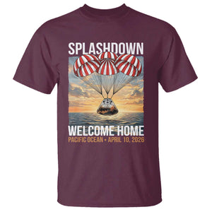 2026 Lunar Mission Splashdown Welcome Home T Shirt Pacific Ocean April 10 Vintage Capsule Recovery Graphic TS02 Maroon Print Your Wear
