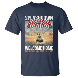 2026 Lunar Mission Splashdown Welcome Home T Shirt Pacific Ocean April 10 Vintage Capsule Recovery Graphic TS02 Navy Print Your Wear