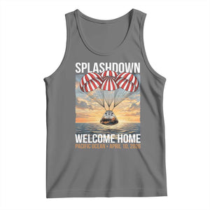 2026 Lunar Mission Splashdown Welcome Home Tank Top Pacific Ocean April 10 Vintage Capsule Recovery Graphic TS02 Black Heather Print Your Wear