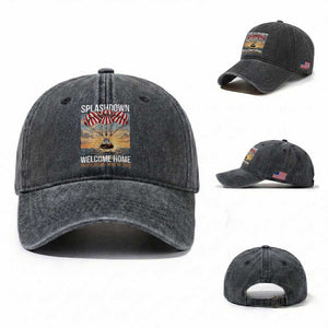2026 Lunar Mission Splashdown Welcome Home Washed Cotton Baseball Cap Pacific Ocean April 10 Vintage Capsule Recovery Graphic TS02 Washed Cap Universal Fit Dark Gray Print Your Wear