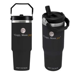Copy Moon Joy Space Minimalist Flip Straw Tumbler 2026 Lunar Mission Success TS02 One Size: 30 oz Black Print Your Wear