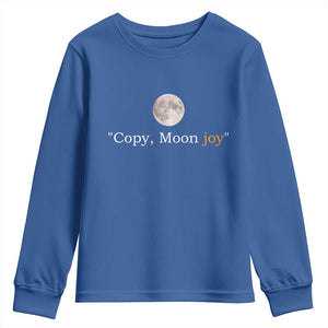 Copy Moon Joy Space Minimalist Youth Sweatshirt 2026 Lunar Mission Success TS02 Royal Blue Print Your Wear