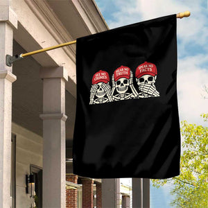 See No Crimes Hear No Truth Speak No Facts Skeletons Garden Flag Political Satire Three Wise Monkeys Graphic TS02 Print Your Wear