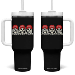 See No Crimes Hear No Truth Speak No Facts Skeletons Tumbler With Handle Political Satire Three Wise Monkeys Graphic TS02 One Size: 40 oz Black Print Your Wear