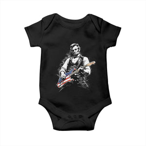 Rockin Abe Abraham Lincoln Playing Electric Guitar Baby Onesie Patriotic Music Rocker Mashup 4th of July Celebration TS02 Black Print Your Wear