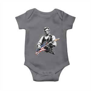 Rockin Abe Abraham Lincoln Playing Electric Guitar Baby Onesie Patriotic Music Rocker Mashup 4th of July Celebration TS02 Charcoal Print Your Wear